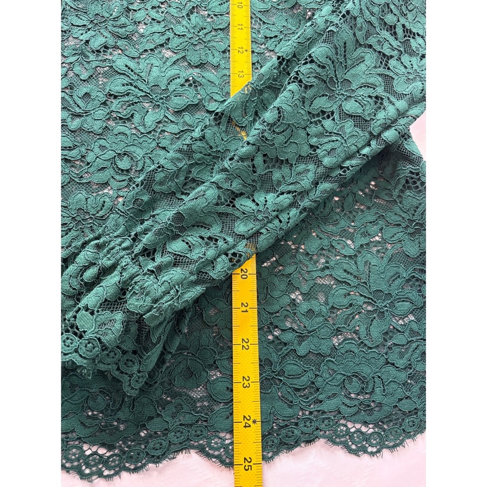 NWT Hill House Womens Green Floral Lace Long Sleeve Ruffle Blouse Sz S Victorian - Picture 8 of 9